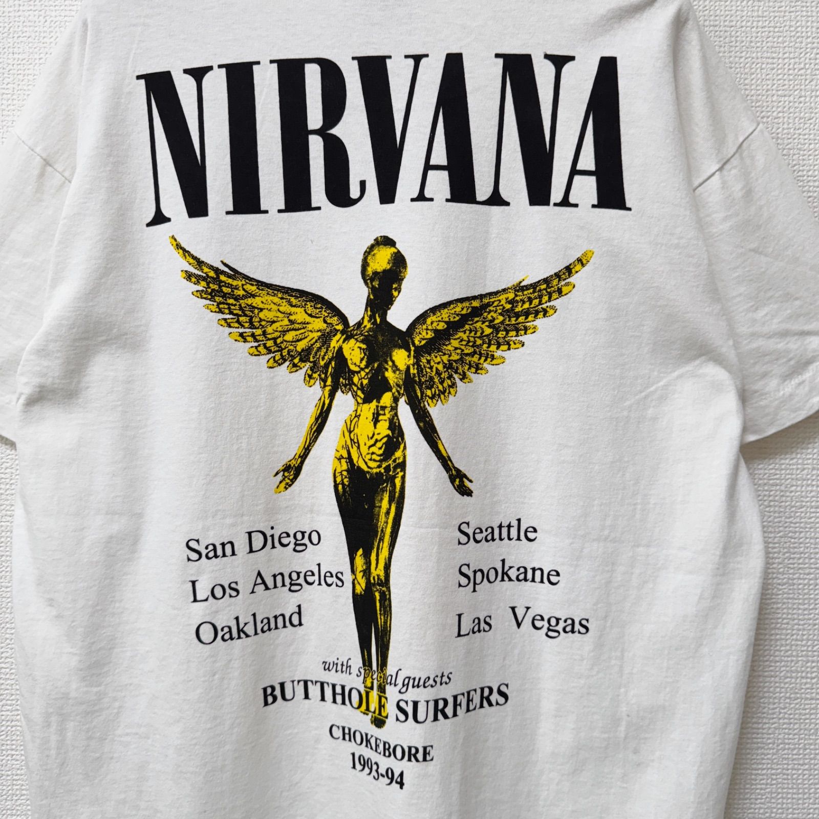 ニルヴァーナ Tシャツ 【90s VINTAGE NIRVANA】GIANT ニルヴァーナ Tシャツ Lサイズ ホワイト 90s USA製 ジャイアント