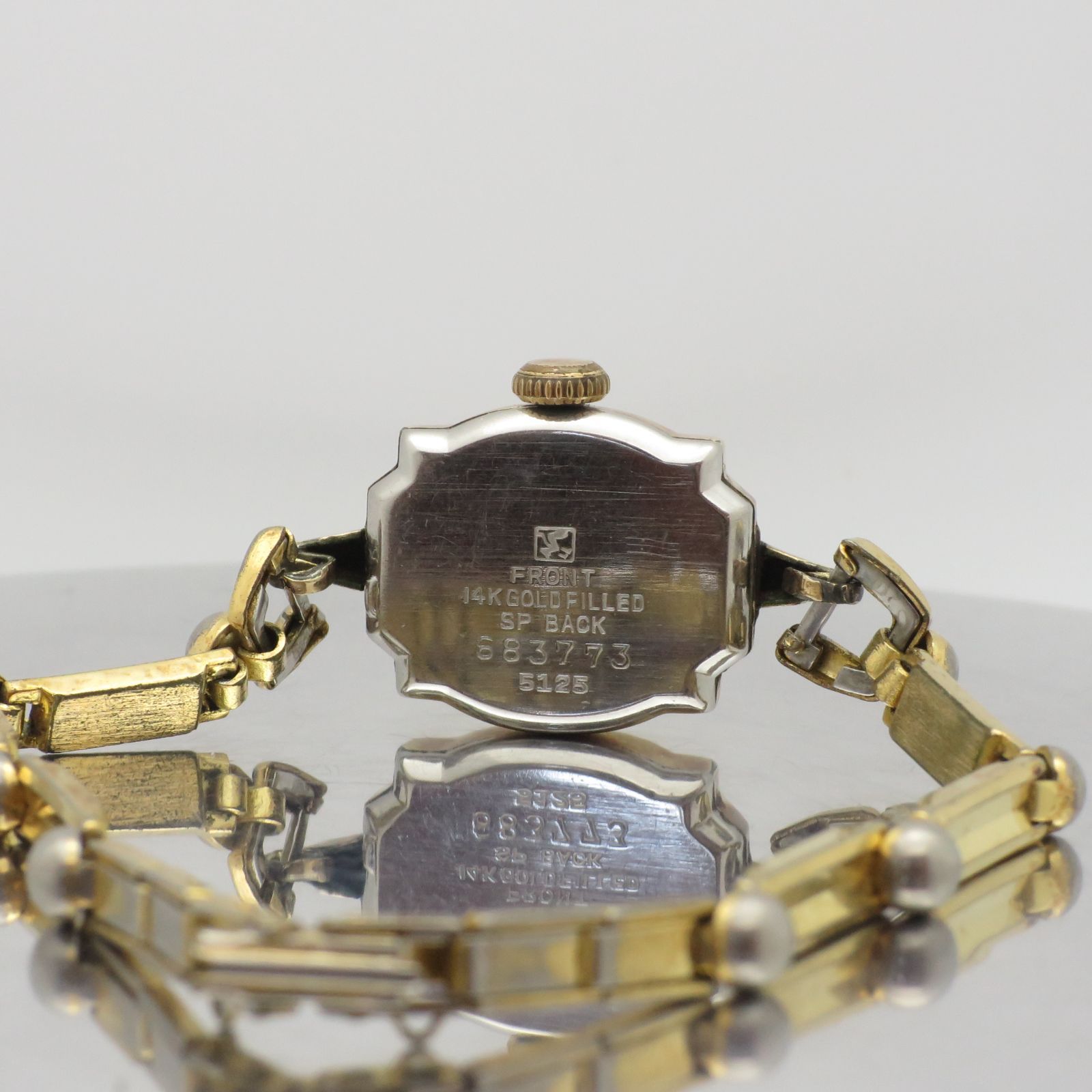 稼働品】Sマーク 鶴印 14K セイコー ブレスレットウォッチ