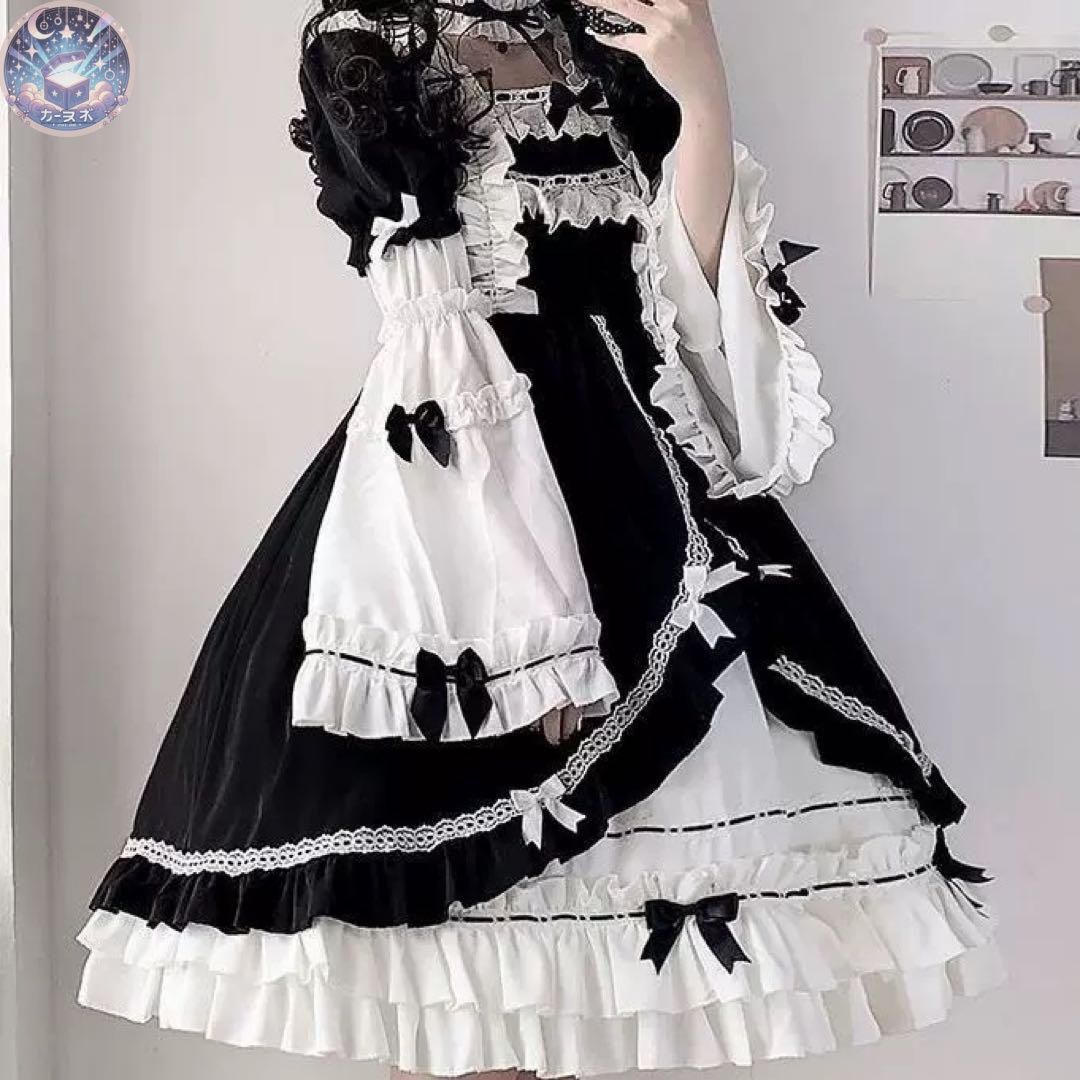 お出かけに♪ 姫風ロリータワンピース リボン付き デザイン