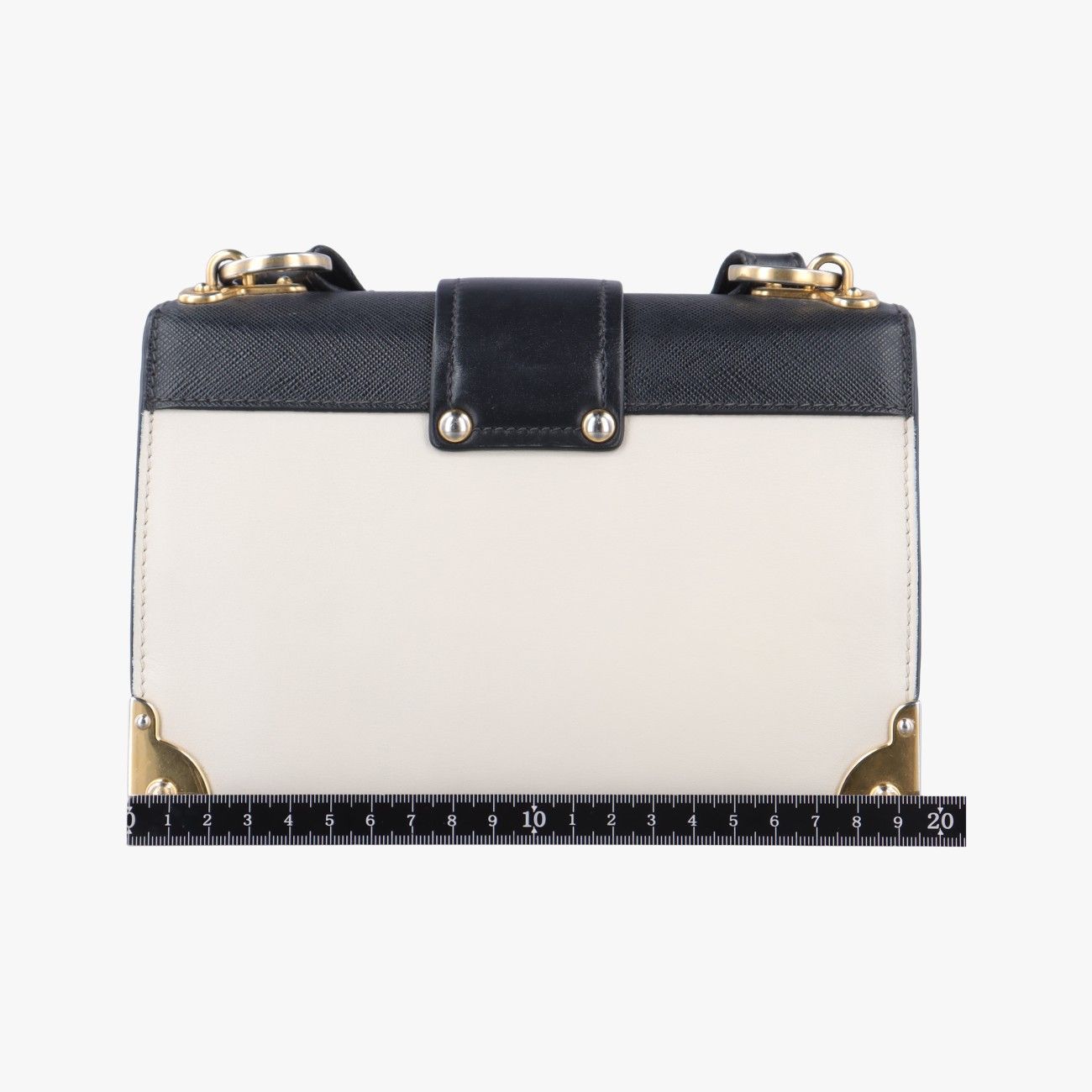 プラダPradaカイエブラック×ホワイトレザー×サフィアーノレザー1BD04525