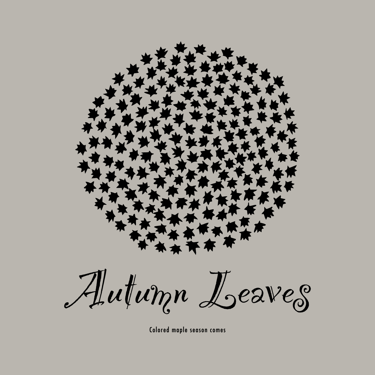 グラフィックロングTシャツ　Autumn Leaves Mono / White -Long-