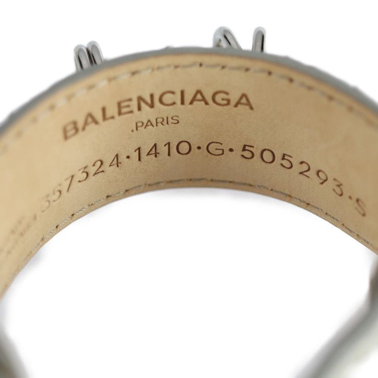 BALENCIAGA バレンシアガ   ブレスレット 357324 パイソン レザー  ライトグレー系 シルバー金具  ベルトブレス 【本物保証】