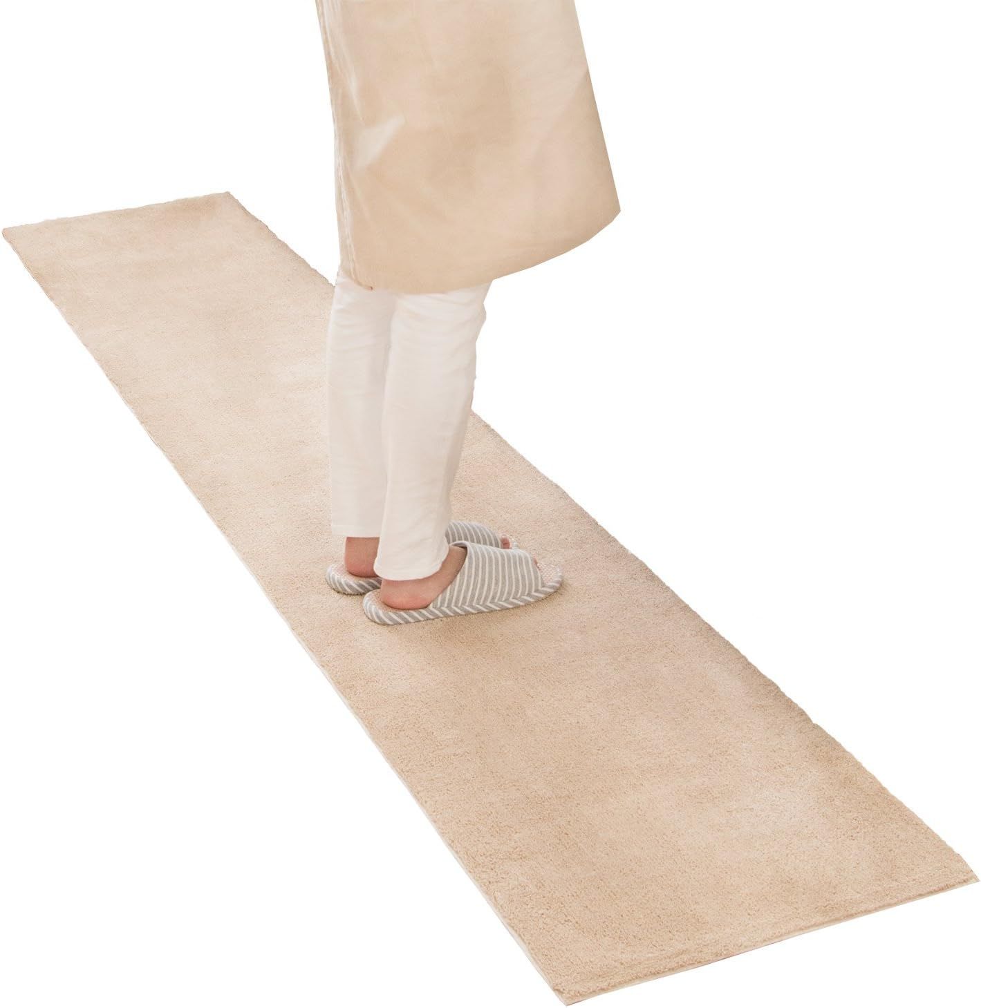オカ 乾度良好Dナチュレ ロングマット ベージュ 約50cm×270cm (キッチンマットや玄関マット、リビングマットなど多目的に)