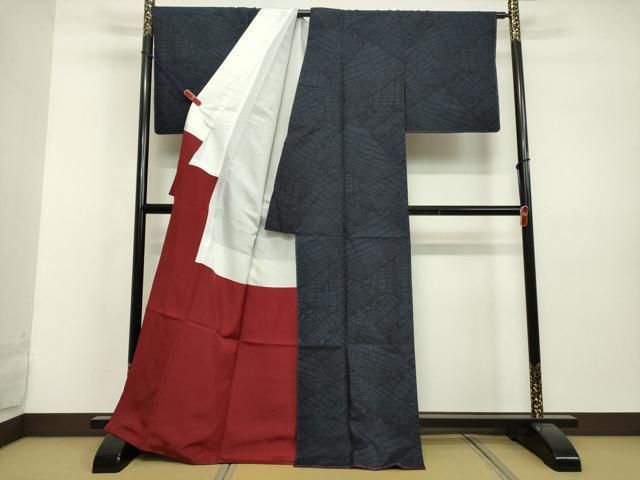 平和屋着物○本場真綿紬 100亀甲 花唐草文 証紙付き 正絹 逸品