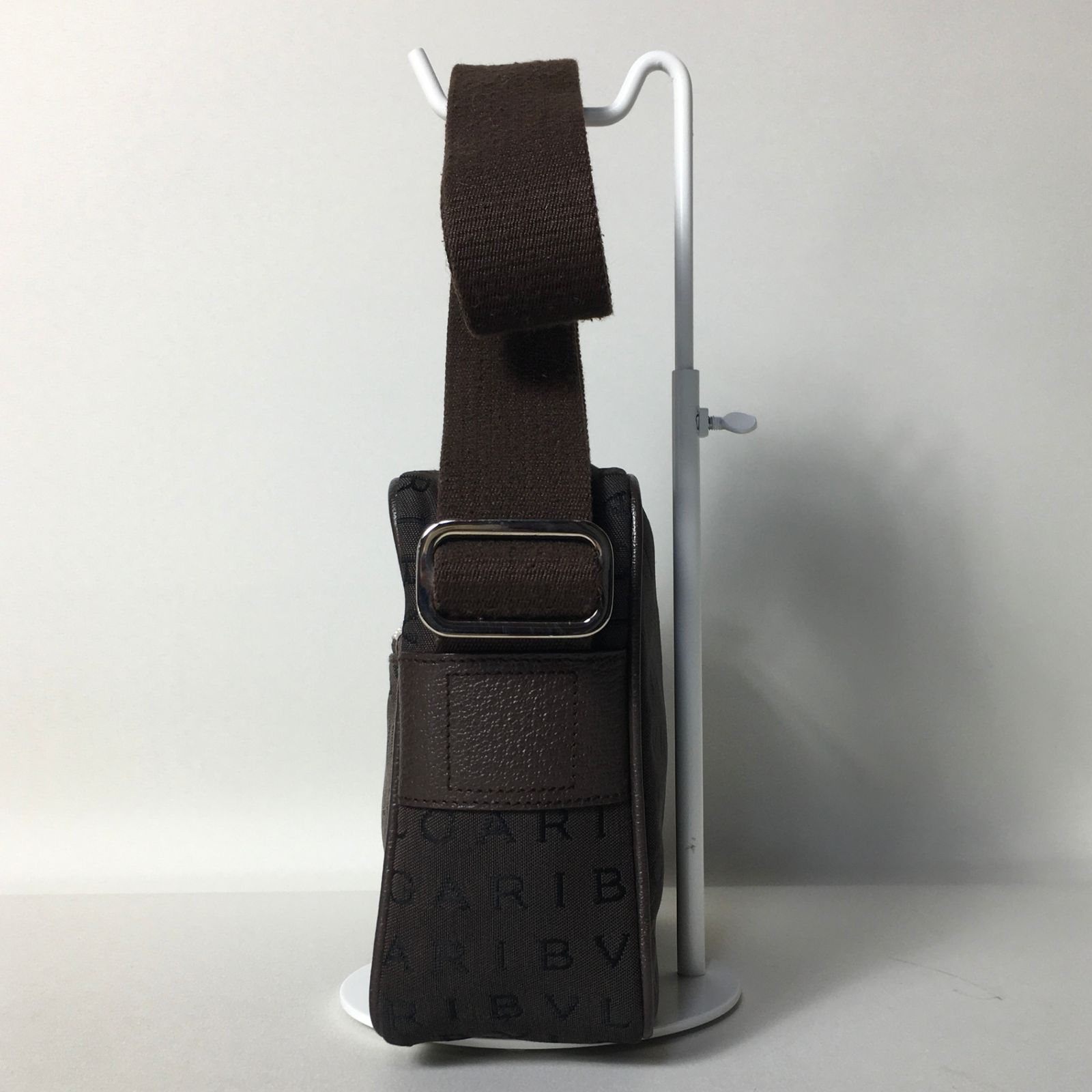 2505-160｜美品｜ブルガリ ショルダーバッグ ダークブラウン ロゴ 