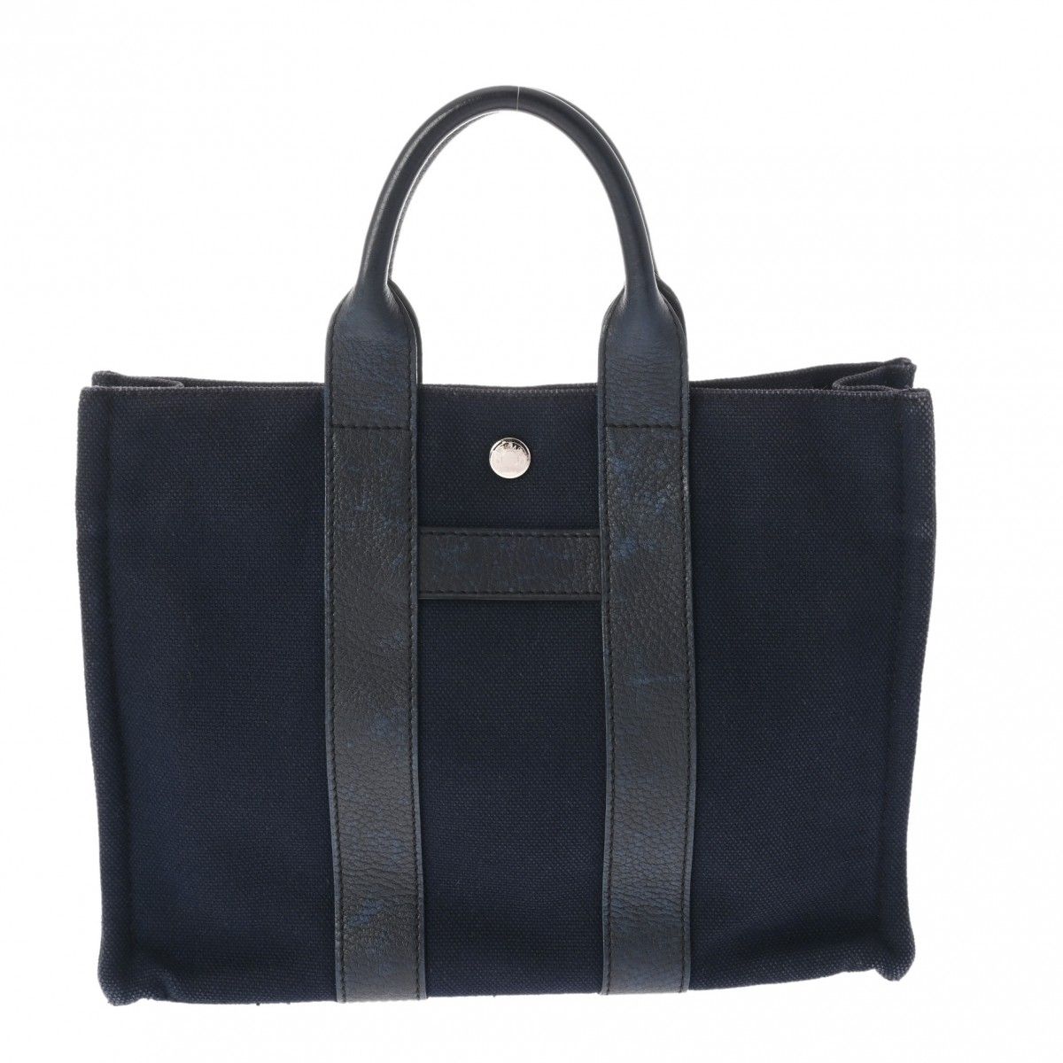 サックアーネPM キャンバス×レザー ユニセックス ネイビー HERME エルメス サックアーネ PM ネイビー ユニセックス キャンバス レザー