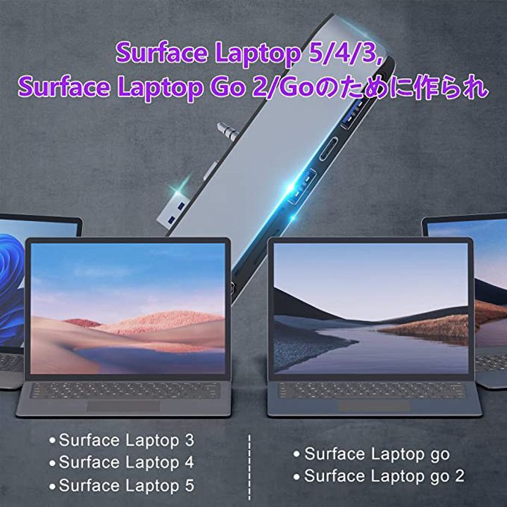 Surface Laptop 5,4,3/Laptop Go 2/Go USB ハブ 4K@30Hz HDMIポート +