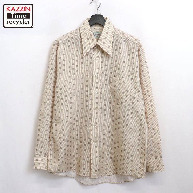 70s K-MART ヴィンテージ ロングスリーブシャツ VINTAGE 70s Kmart Shirt Size Large Striped Long Sleeve