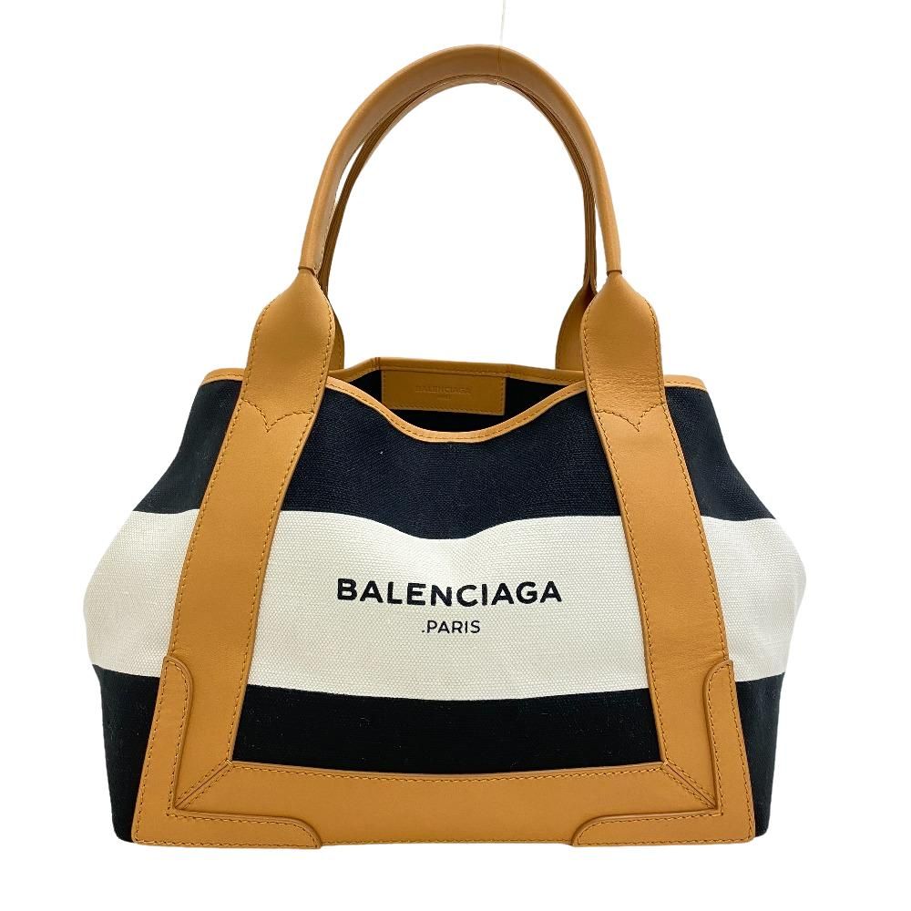 BALENCIAGA/バレンシアガ 339933 ネイビーカバス ボーダー ハンド 