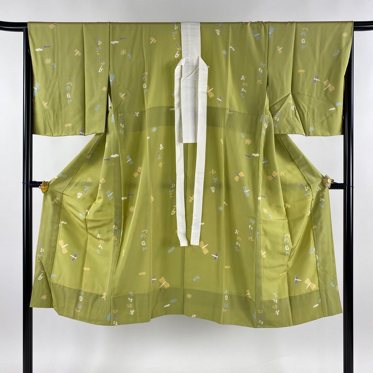 長襦袢 身丈127.5cm 裄丈65cm M 鈴 独楽 ベージュ 正絹 名品 【中古  