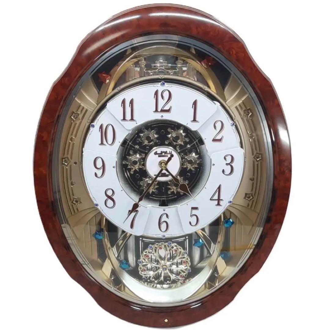 リズム時計 電波カラクリ掛け時計 スモールワールドブルームGO リズム時計