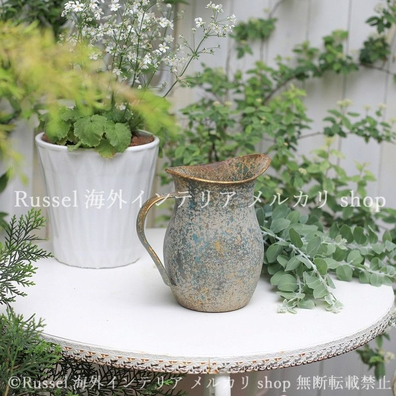 ガーデンオブジェ 花瓶 ヴィンテージ調 鉄 庭 鉄製 ガーデンオーナメント 水差し フラワーポット ガーデニング 雑貨 ガーデン雑貨 ガーデンインテリア ガーデン インテリア 庭の装飾 お洒落 おしゃれ 8-14