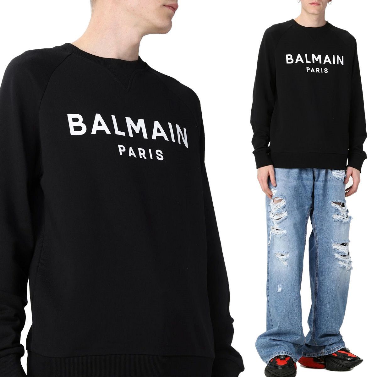 2 BALMAIN バルマン AH1JQ005 BB65 EAB ブラック スウェット 