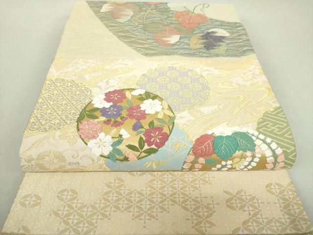 平和屋着物●両面　全通柄袋帯　?倉錦　金糸　ますいわ屋扱い　正絹　逸品　DAAS3215ps 平和屋着物○両面 全通柄袋帯 ?倉錦 金糸 ますいわ屋扱い 正絹 逸品