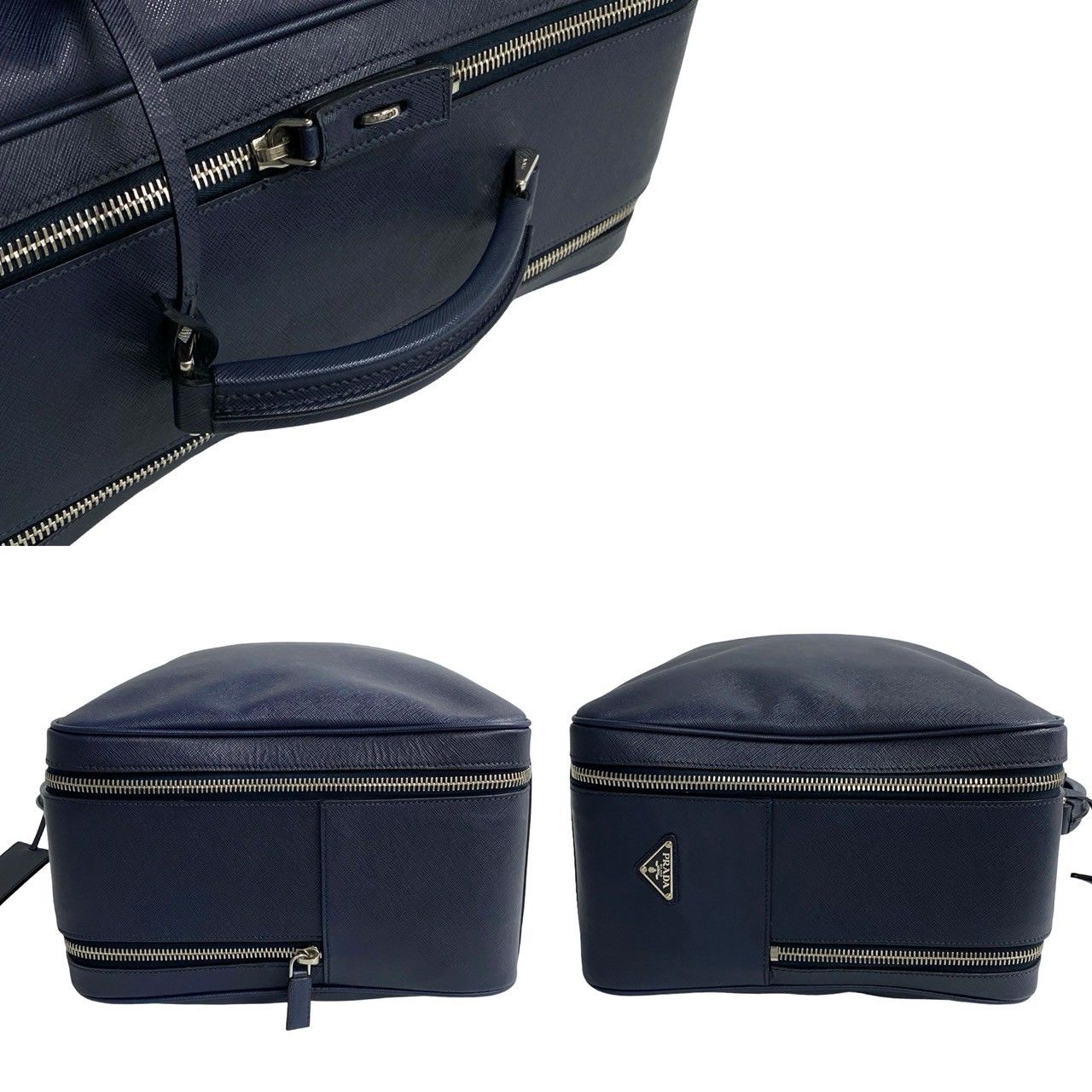 【美品】PRADA プラダ　サフィアーノレザー　スーツケース　三角ロゴ　旅行 美品】PRADA プラダサフィアーノレザースーツケース三角ロゴ旅行