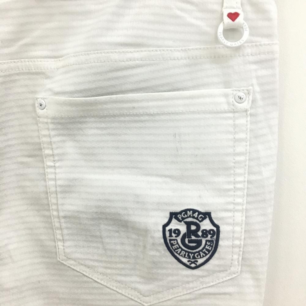 パーリーゲイツ　5/L ロングパンツ　ホワイト　メンズ　バックロゴ　春夏 パーリーゲイツ パンツ 白 ロゴネイビー 地模様 ストレッチ