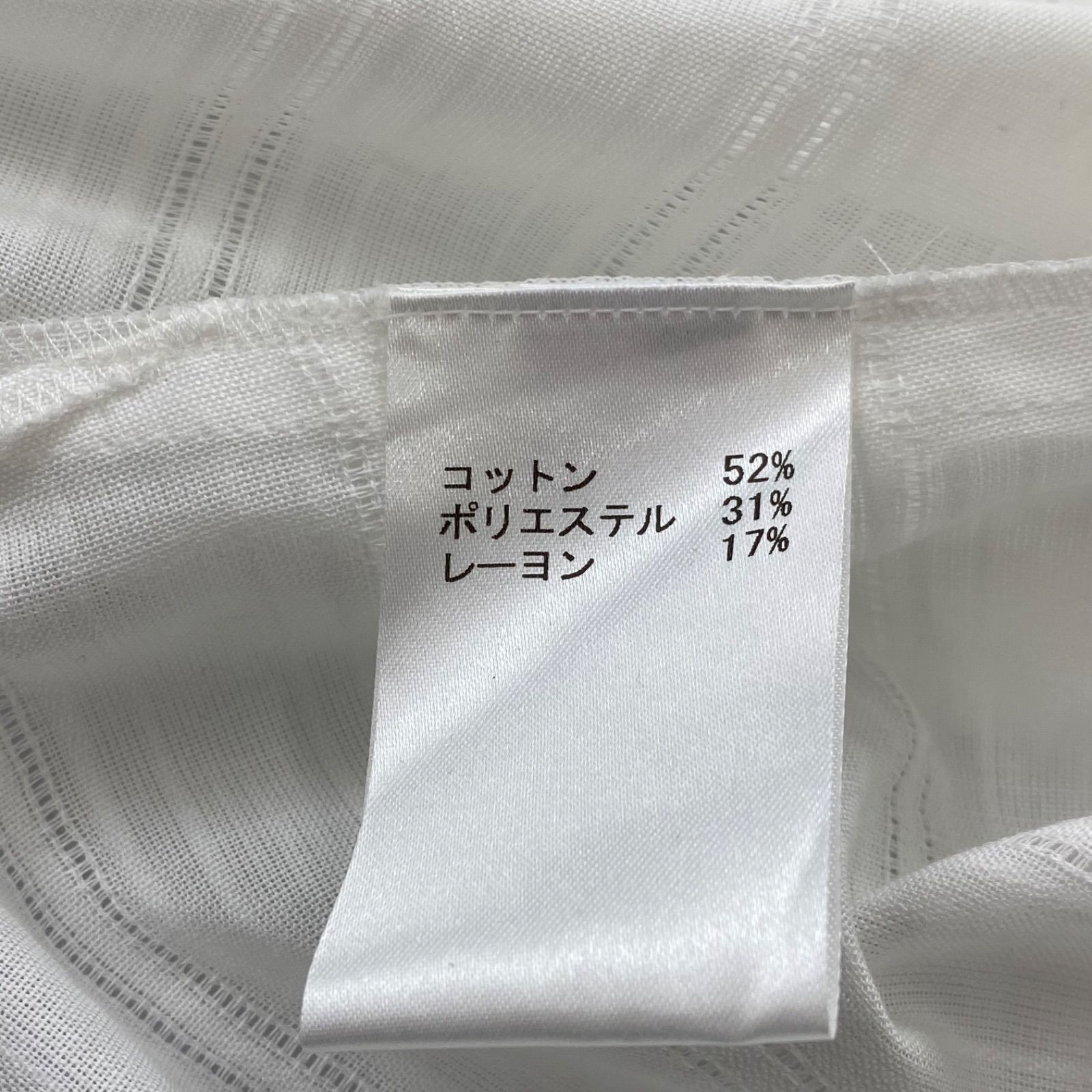 □未使用 レリアン Leilian ブラウス シャツ 半袖 シアー 白 コットン
