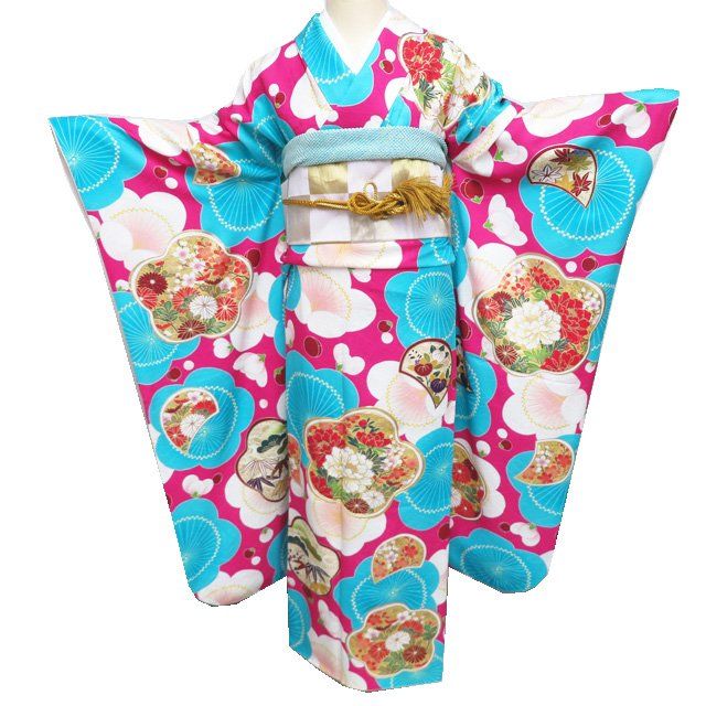 振袖 中古 正絹 専用】振袖 着物 中古 正絹 薔薇模様 身丈156cm M