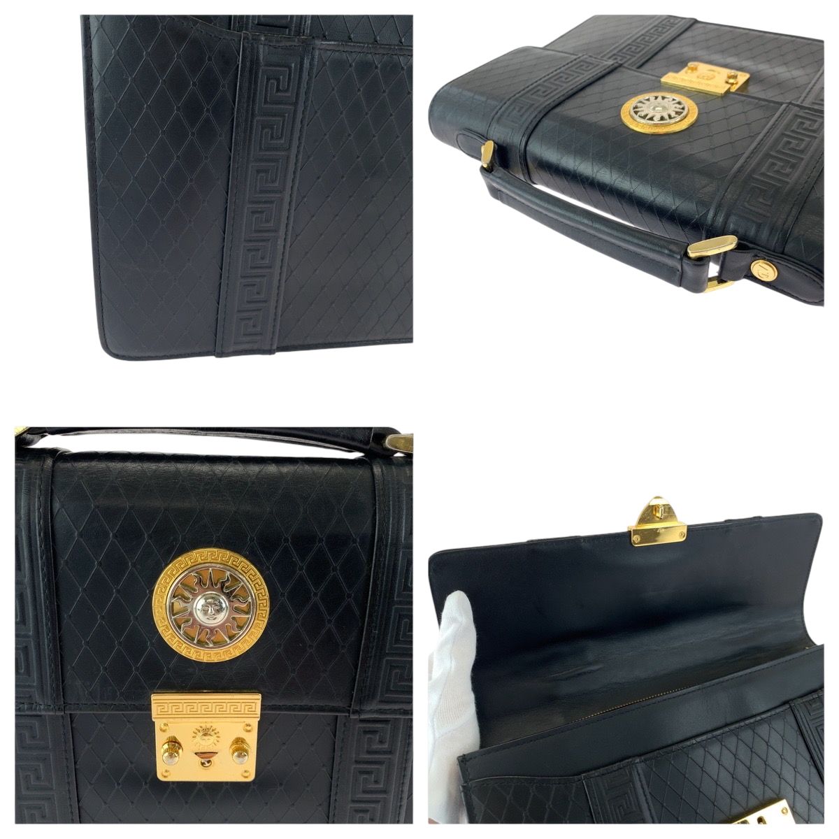 ヴェルサーチ　太陽神　サンバースト　ダブルファスナー　セカンドバッグ VERSACE セカンドバッグ クラッチバッグ サンバースト ダブル