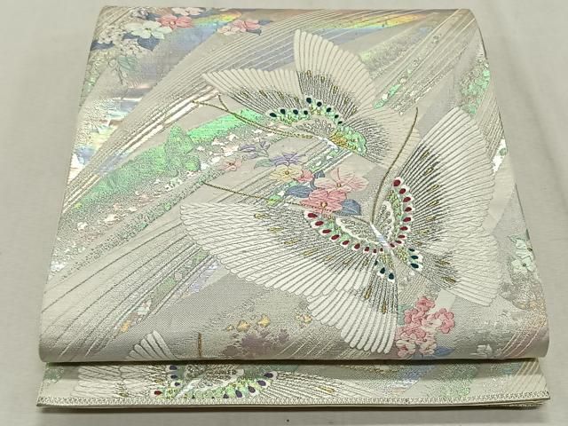 平和屋着物▽六通柄袋帯 辻が花 舞蝶文 金銀糸 正絹 逸品