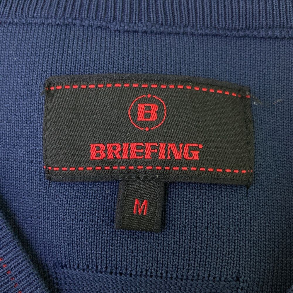 サイズ：M BRIEFING GOLF ブリーフィング  Vネック ニットベスト ロゴ  ネイビー系 [240101492968] ゴルフウェア メンズ ストスト サイズ：M BRIEFING GOLF ブリーフィング Vネック ニットベスト