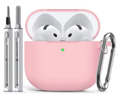 ケースカバー (2024) クリーナーキット付き、ソフトシリコン保護ケース Apple AirPods 第 4 世代ケース