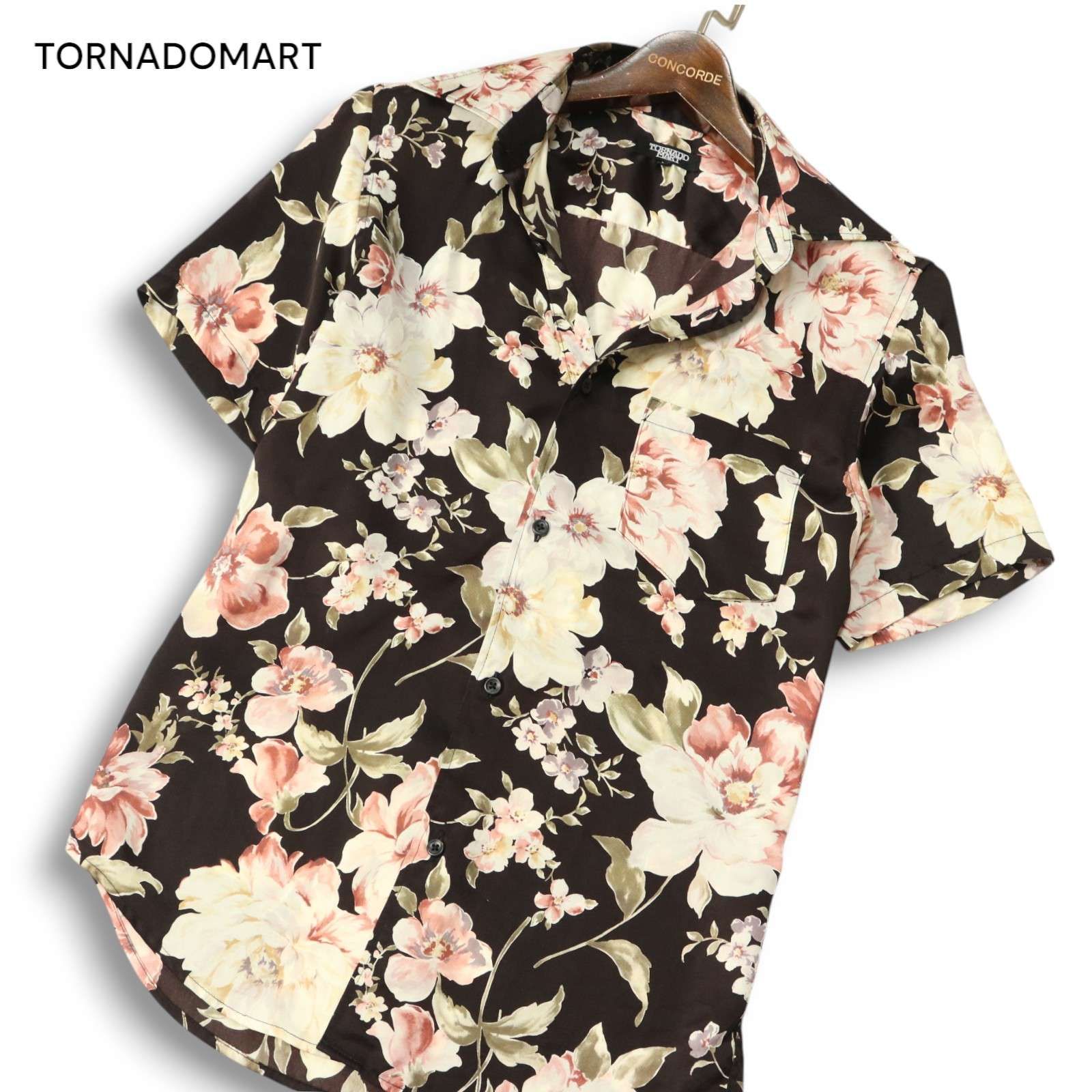爆買い Y2K 00s★ TORNADOMART トルネードマート 春夏 花柄 フローラル フラワー総柄★ 半袖 シャツ Sz.M メンズ 日本製 半袖シャツ
