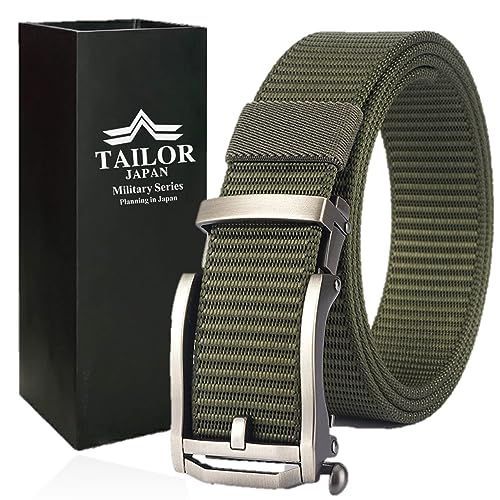 【SALE，大人気】 グリーン [TAILOR JAPAN 新型 自動バックル 調整ベルト オートロックベルト メンズベルト サバゲーベルト タクティカルベルト ミリタリーベルト 軽量 1000Dナイロン製 フリーサイズ (グリーン) サバゲー用ケース・バッグ・ポーチ