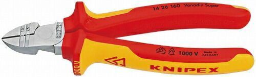 クニペックス KNIPEX 絶縁穴付きニッパー160mmコンフォートハンドル1426-160