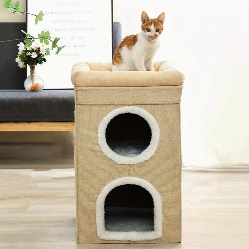 猫の家-子猫の家,快適な猫のベッド,折りたたみ式の猫のトイレ,犬,猫のアクセサリー,短納期 屋内猫のための家の折りたたみ式の木ベッド 猫ベッド 折りたたみ式