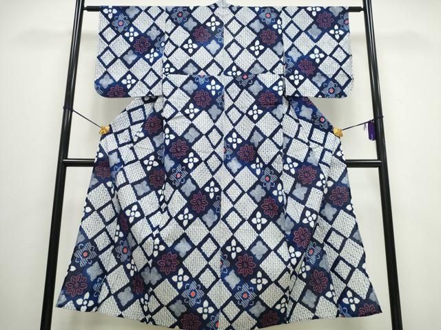 平和屋着物∴夏物 浴衣 有松鳴海絞り 枝花文 綿 逸品 CAAW5033dy 平和