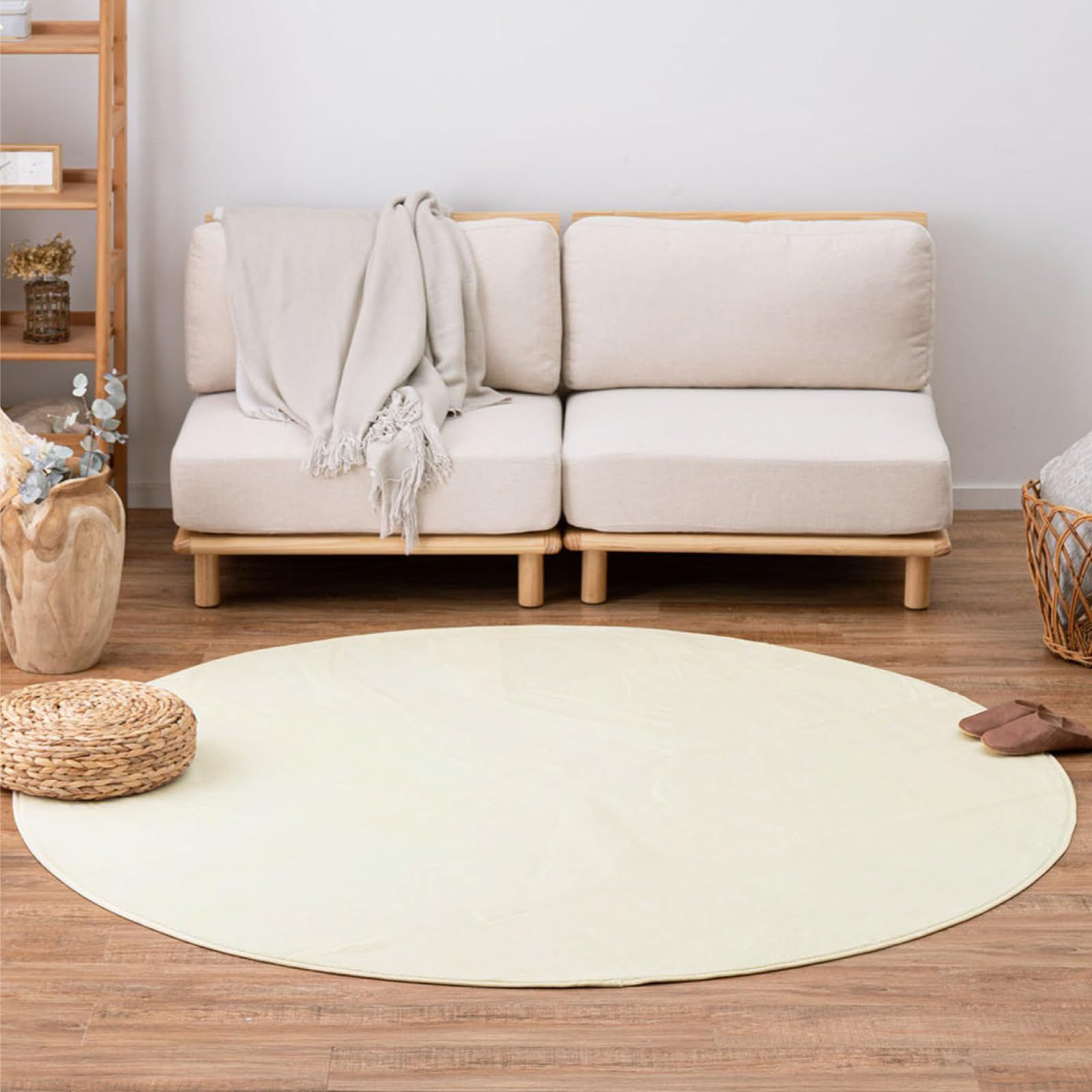 Color:アイボリー_Size:直径約185cm_Style:メレンゲタッチ 萩原 ラグ