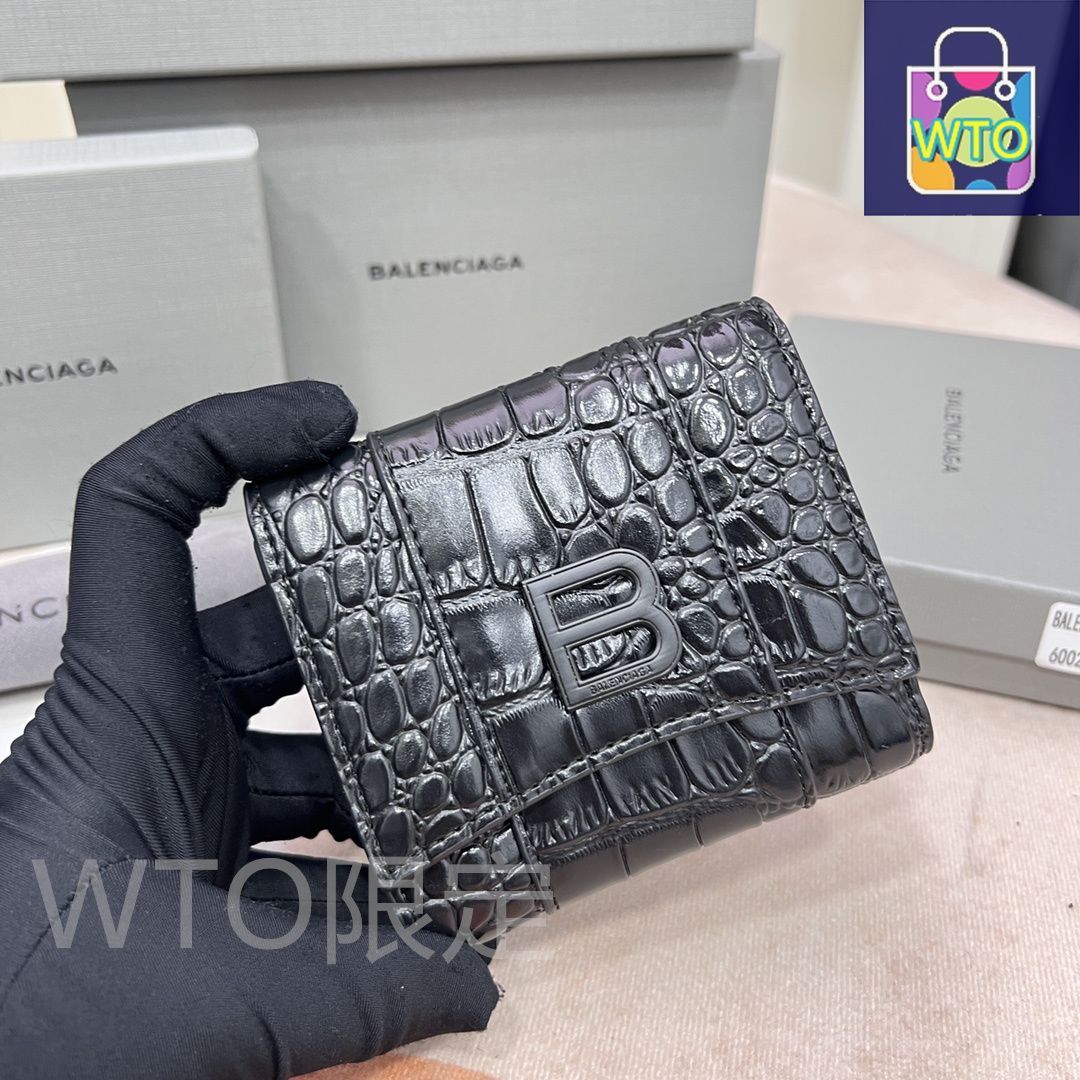 今日WTO】Balenciaga ミニウォレット, シャイニークロコダイル
