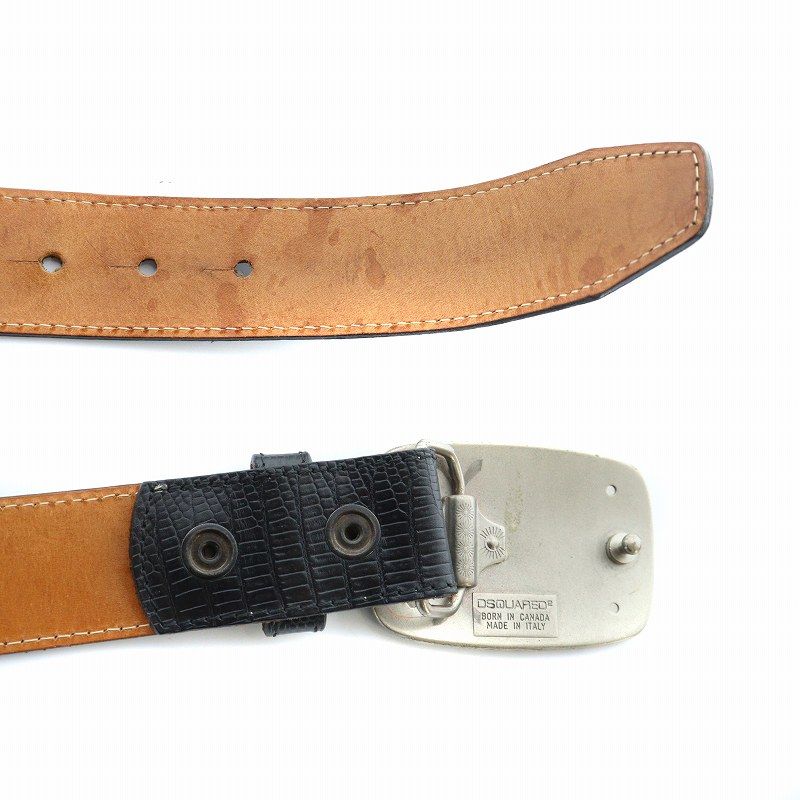 DSQUARED レザーベルト　MADE IN ITALY Dsquared2 ディースクエアード ロゴバックル レザーベルト