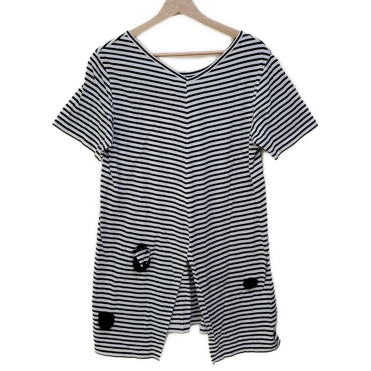 憧れの potechino ポテチーノ チュニック レディース - 白×黒 半袖 ボーダー