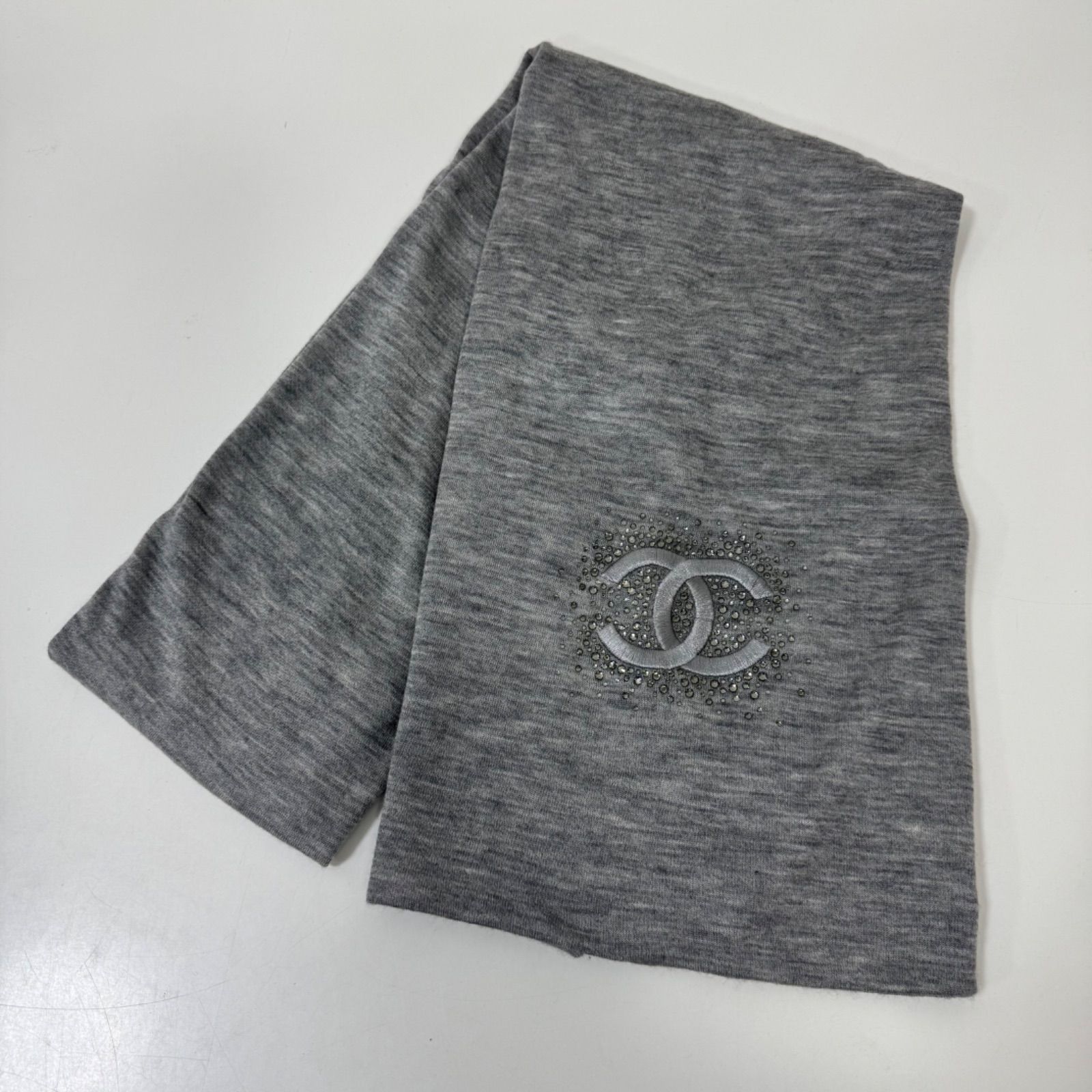 CHANEL ストール マフラー カシミヤ CHANEL シャネル マフラー CC ココマーク ラインストーン