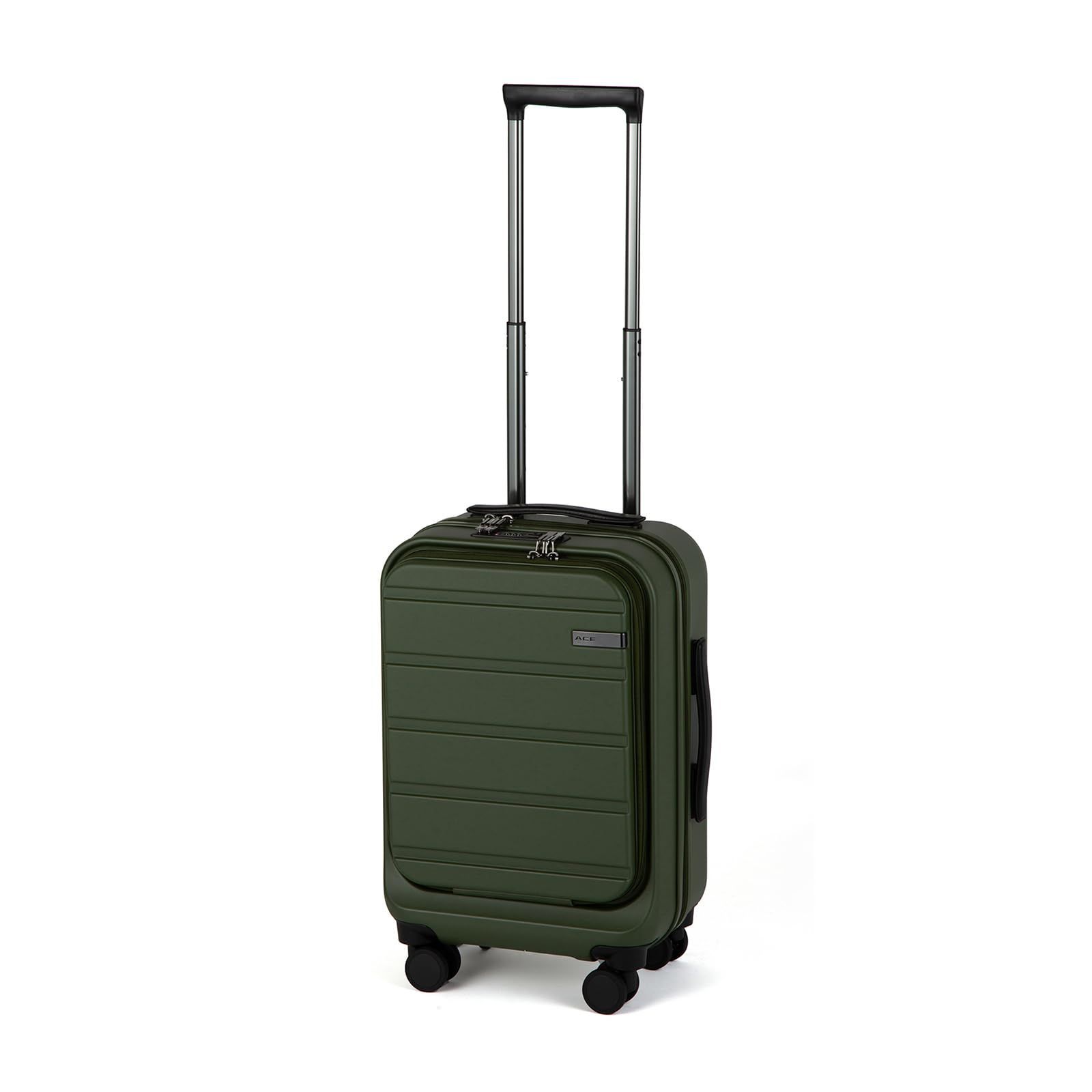 Color カーキ エース スーツケース 機内持ち込み sサイズ 1泊2日 2泊3日 29L フロントポケット 14inchPC収納 キャスターストッパー 3.2kg キャリーケース キャリーバッグ フレットボード No.05431