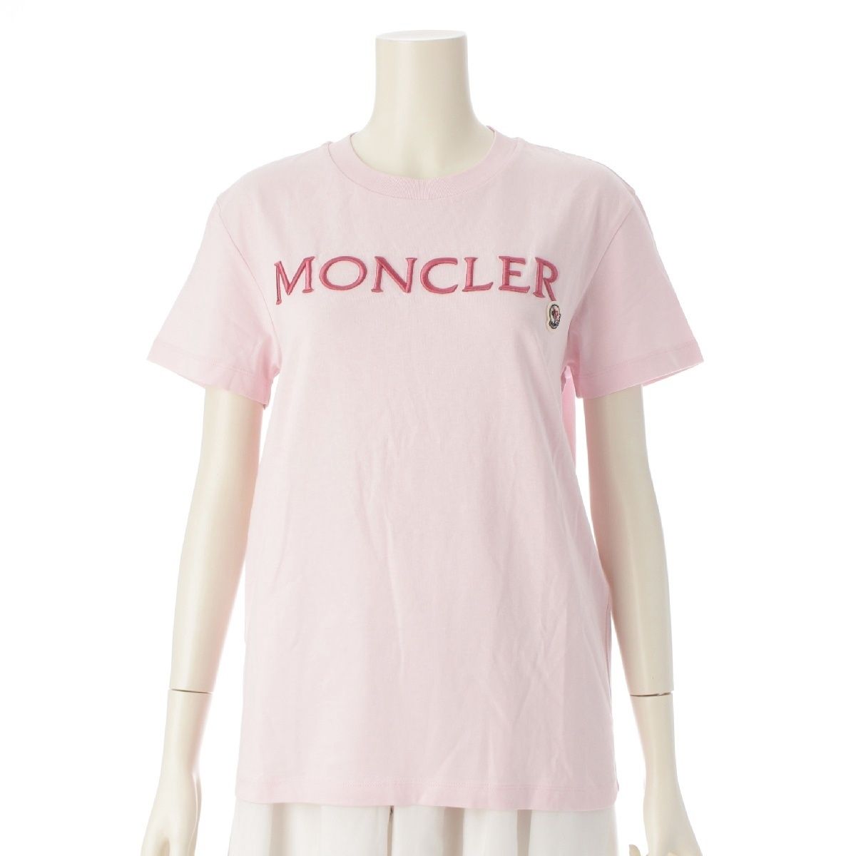 モンクレール 23年 MAGLIA MANICHE コットン ロゴ 半袖Ｔシャツ トップス J10938C00006 ピンク S
