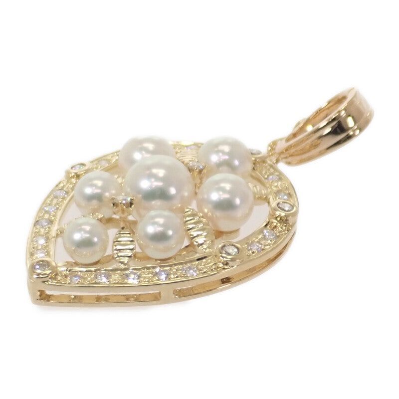 MIKIMOTO パール ダイアモンド ペンダントトップ K18イエローゴールド アコヤ真珠 ダイヤモンド