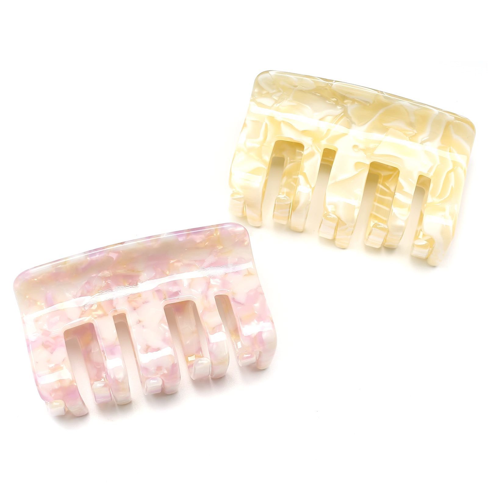 強力 スクエア 髪留め クリップ ヘアクリップ クリーム バンスクリップ しっかりとまる ベージュ 大人 ヘア 大きめ おしゃれ 韓国 QinGoo レディース 1本 7.5 cm 4.6 cmCream