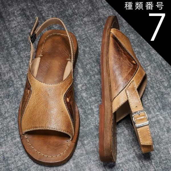 種類7 ブラック|25cm メンズ サンダル 本革 グラディエーターサンダル 2cm クラシック おしゃれ ブラック ダークブラウン ブラウン 柔らかい 蒸れない 夏 サマー おしゃれ 22cm 23cm 27.5cm 28cm
