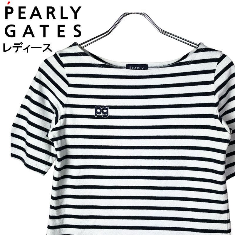 PEARLY GATES パーリーゲイツ 半袖Tシャツ ボーダー ホワイト