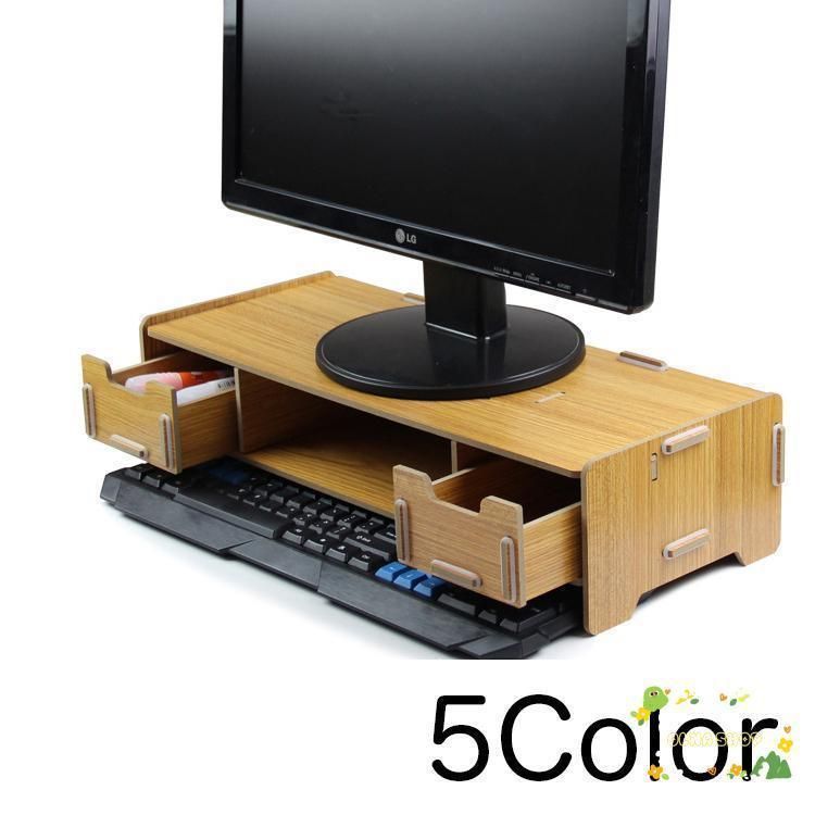 モニターラック パソコン台 キーボード 引き出し 組み立て式 オフィス デスク収納 モニター台 PCラック 机上 卓上 収納