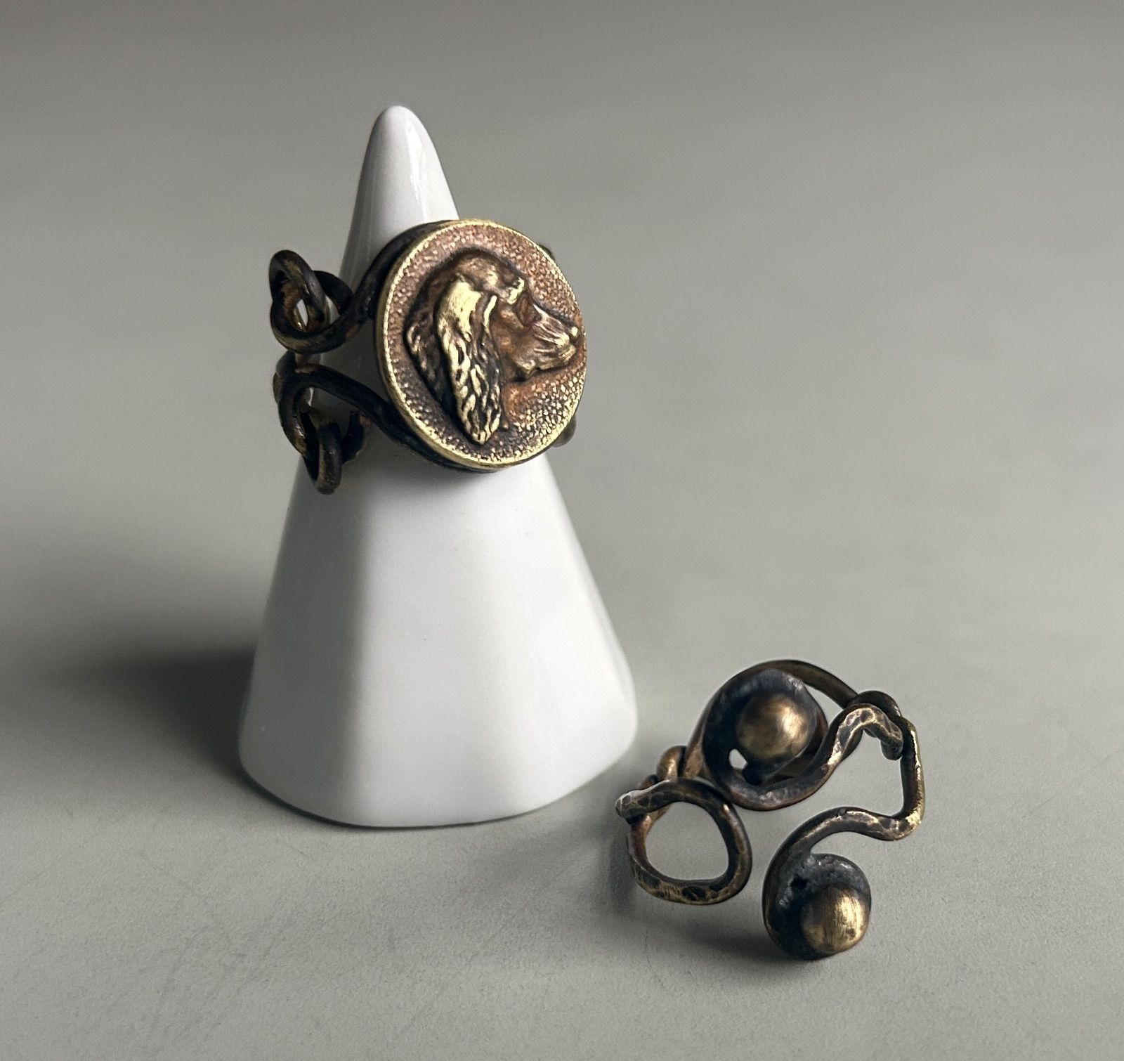 古着 40's アニマルボタン リング 指輪 ハンドメイド アクセサリー