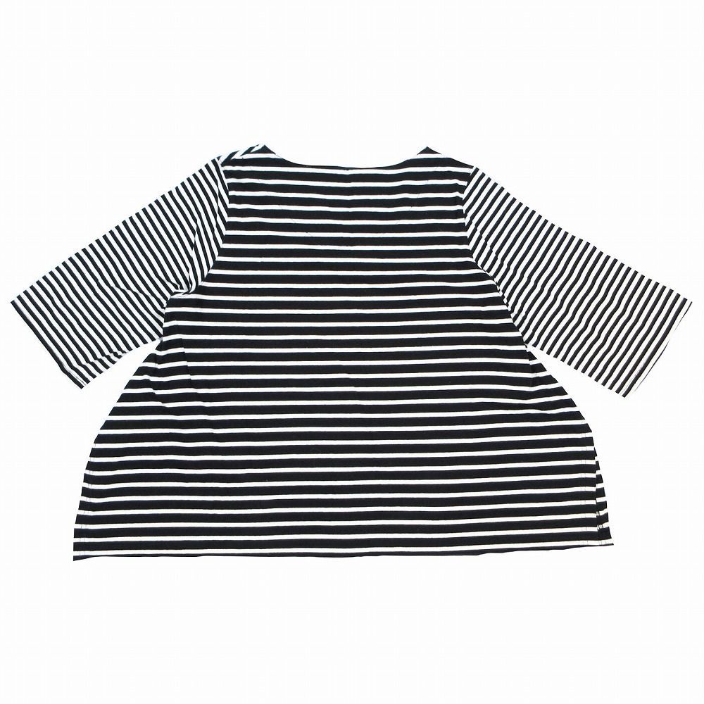 アルベロベロ ALBEROBELLO オレボレブラ ボーダー柄 ブタさん カットソー Tシャツ 七分袖 トップス 黒白 レディース 【中古】 アルベロベロ ALBEROBELLO オレボレブラ ボーダー柄 ブタさん