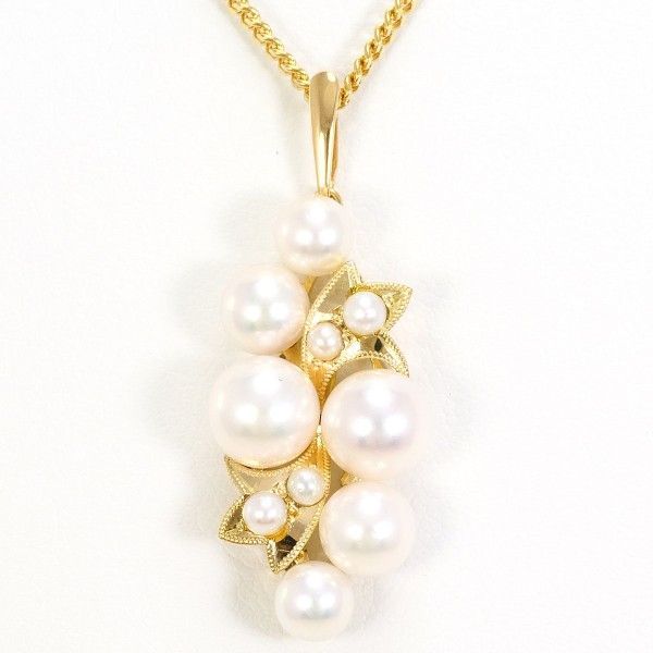 K18YG ネックレス necklace パール 真珠 カード鑑別書 総重量約6.8g 約40cm