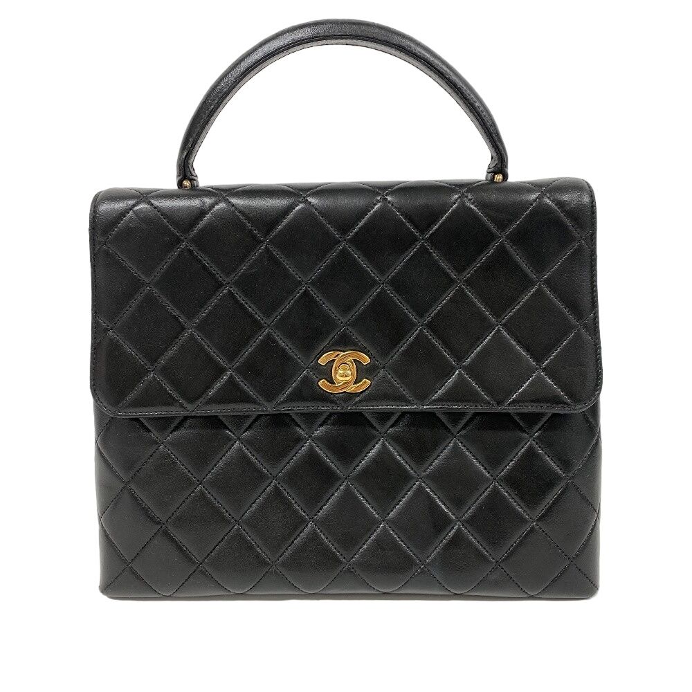 CHANEL/シャネル  ターンロック マトラッセ ココマーク ラムスキン ハンドバッグ ブラック レディース ブランド