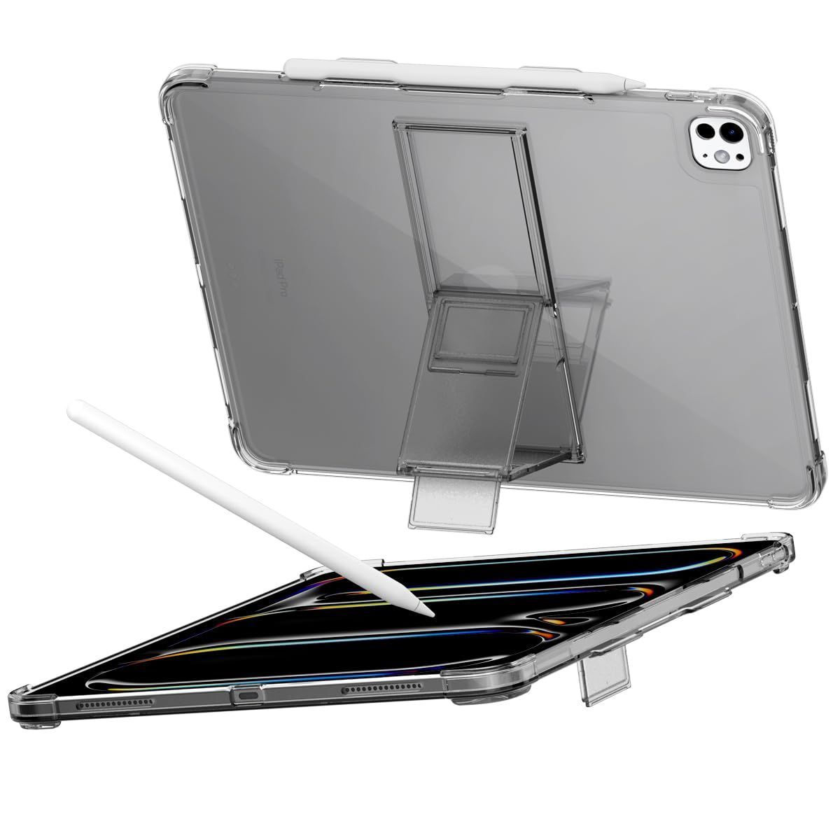 新品 【araree】 iPad Pro 2024 11インチ 対応 ケース 耐衝撃 スタンド 付 角度調整 可能 クリア カバー 薄型 軽量 ソフト 透明 耐衝撃ケース [ iPadPro 2024年 アイパッドプロ 11 M4 対応 ] Flexield