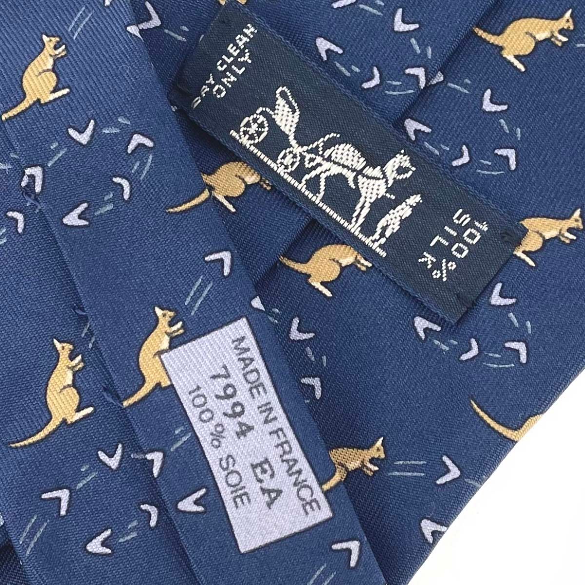 HERMES エルメス ネクタイ 7994 EA ネイビー カンガルー