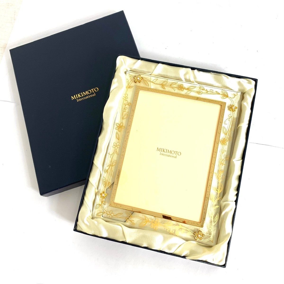 MIKIMOTO ミキモト フォトフレーム フラワー装飾/パール付き ゴールド